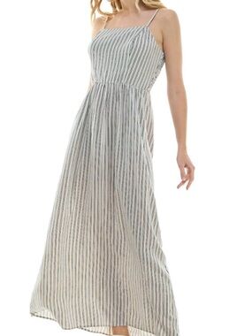 Lily Rose Striped Spaghetti-Strap Maxi Dress - White & Black